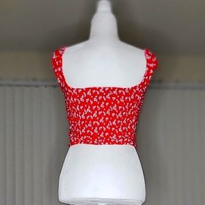 Zara Trf Red and White Floral Crop Top size M